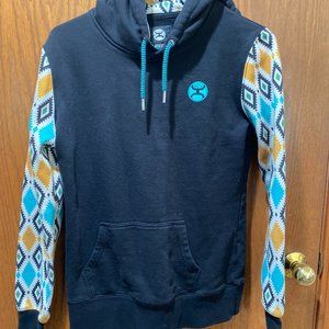 Hooey pullover hooded sweatshirt with southwest design on sleeves size S